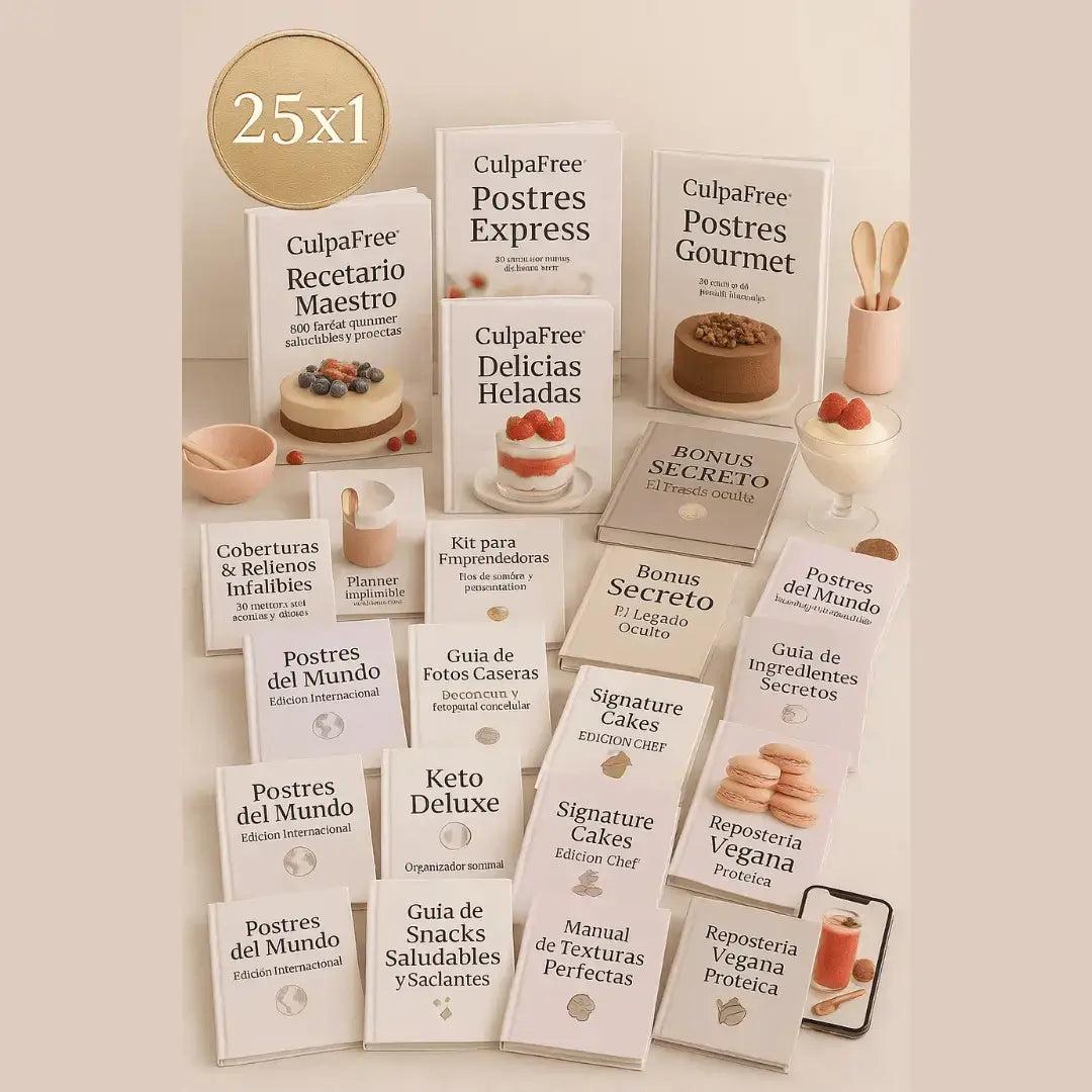 📦 CulpaFree +500 recetas Tortas Gourmet- 4 Ebooks +21 bonus